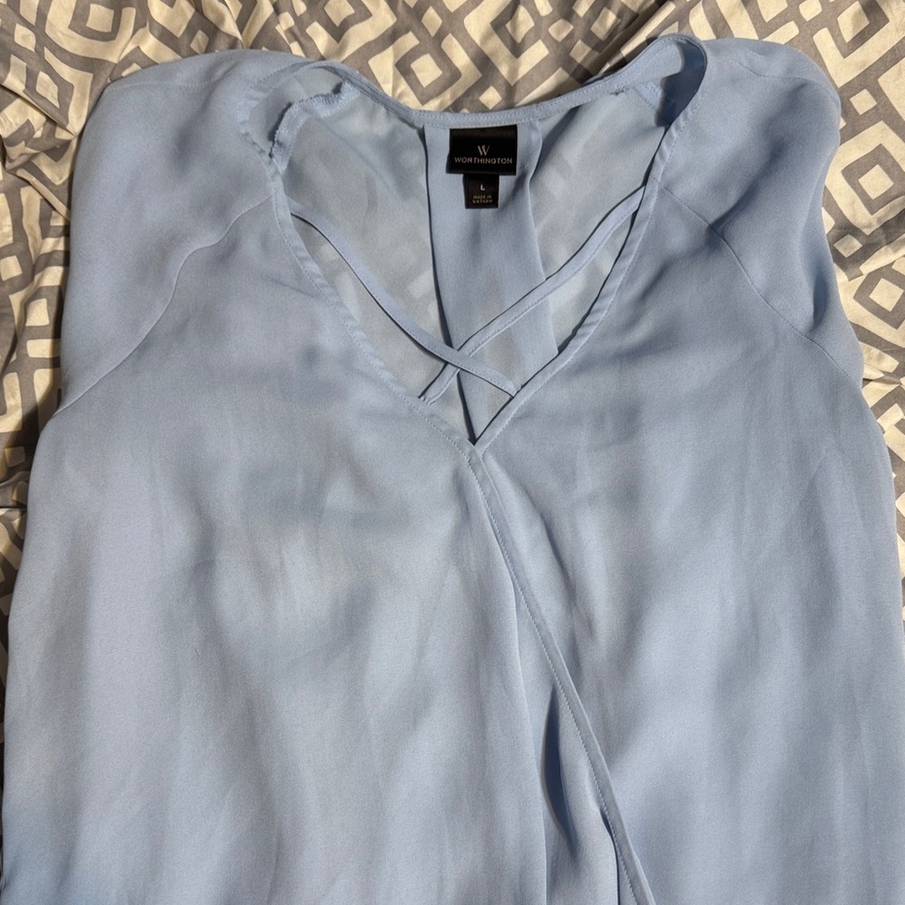 Worthington Women's Sky Blue Blouse